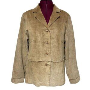 VENEZIA Womens Suede Leather Jacket Size 14/16 Beige Button Down‎